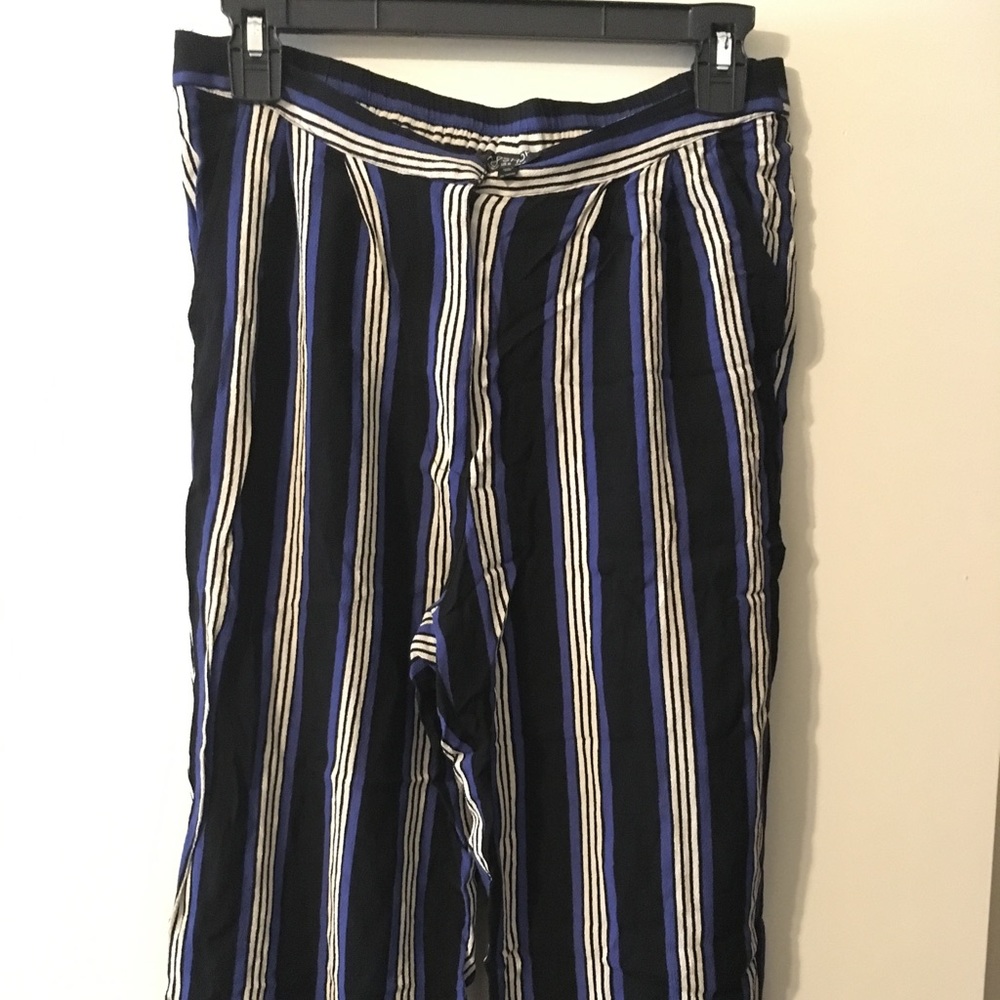Topshop sz 8 striped wide leg cropped trouser