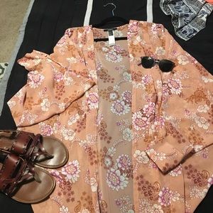 Floral pink kimono