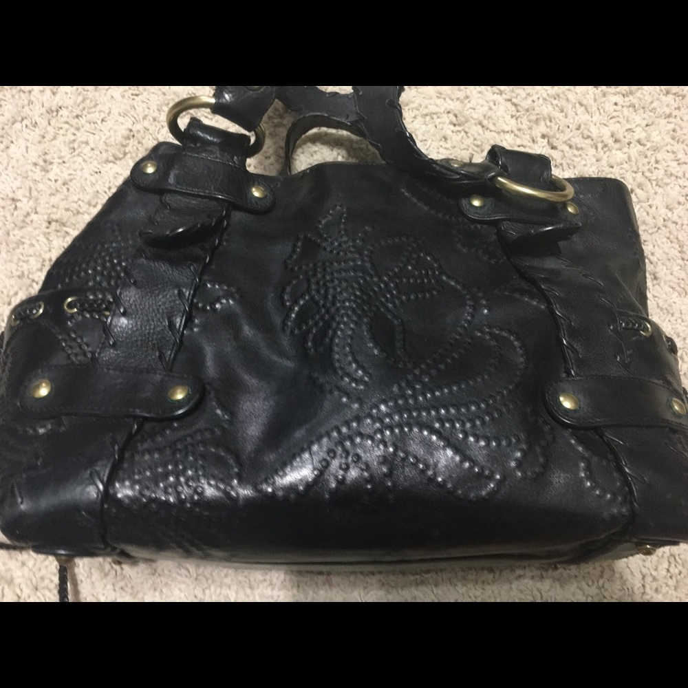 Koona Leather Grommet Tie Large Shoulder Tote Bag