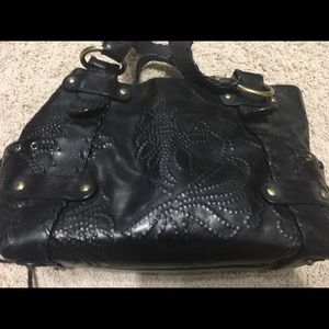 Koona Leather Grommet Tie Large Shoulder Tote Bag