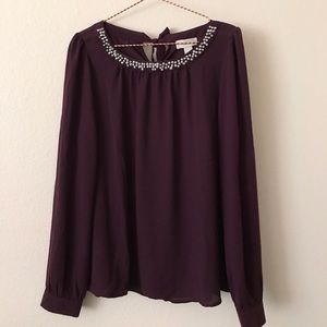 LOFT long sleeve purple shirt