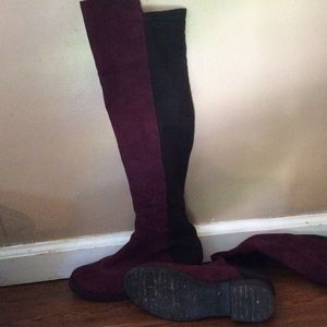 Unisa Suede Maroon Knee High Boots
