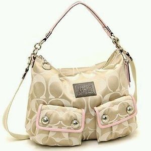 Coach Poppy Signature Light Khaki Rose Bag