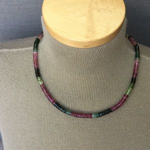Multi Tourmaline Smooth Wheel Necklace