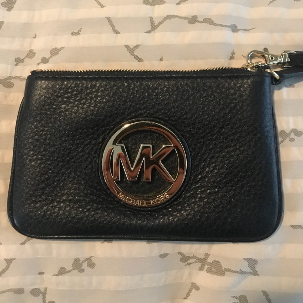 Michael Kors Black leather wristlet