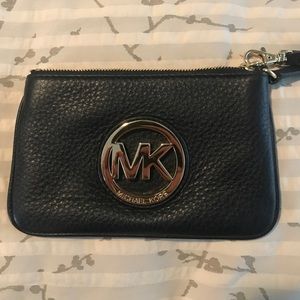 Michael Kors Black leather wristlet
