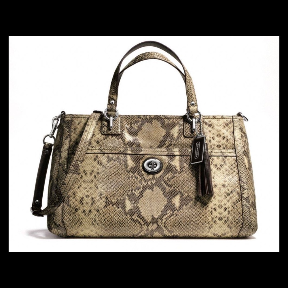 Coach park python leather carryall bag f24384