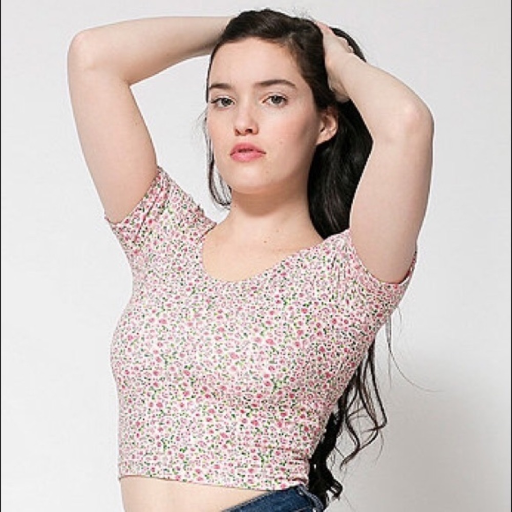 Pink floral crop top from American apparel