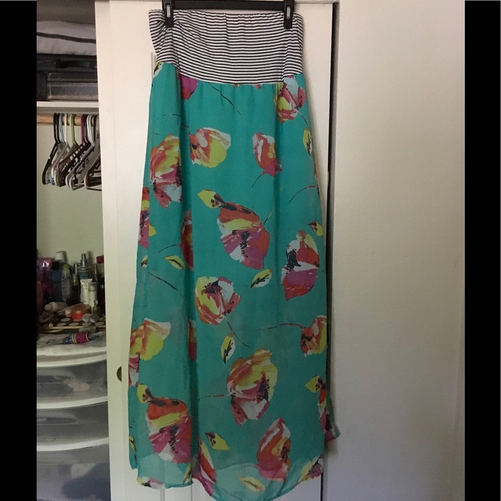 Stripe and floral maxi dress