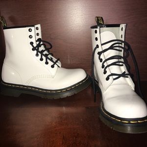 Solid white combat boots