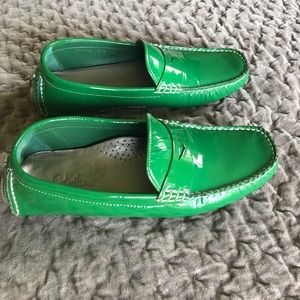 Cole Haan patent leather driving mocs.