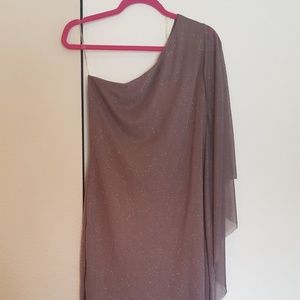 Party/Evening Dress - One Shoulder Grey w/ Shimmer