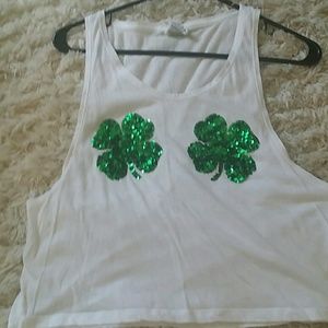 PINK shamrock crop top