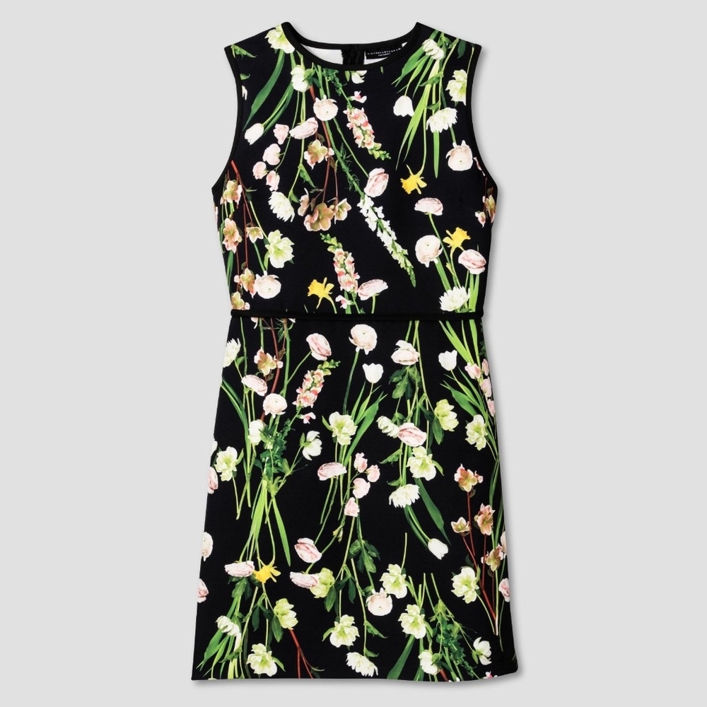 Victoria Beckham Black English Floral Satin Dress