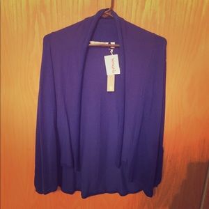 blue cardigan