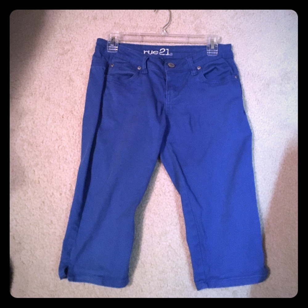 Rue 21 Bright Blue Cute Capris 3/4 Jean