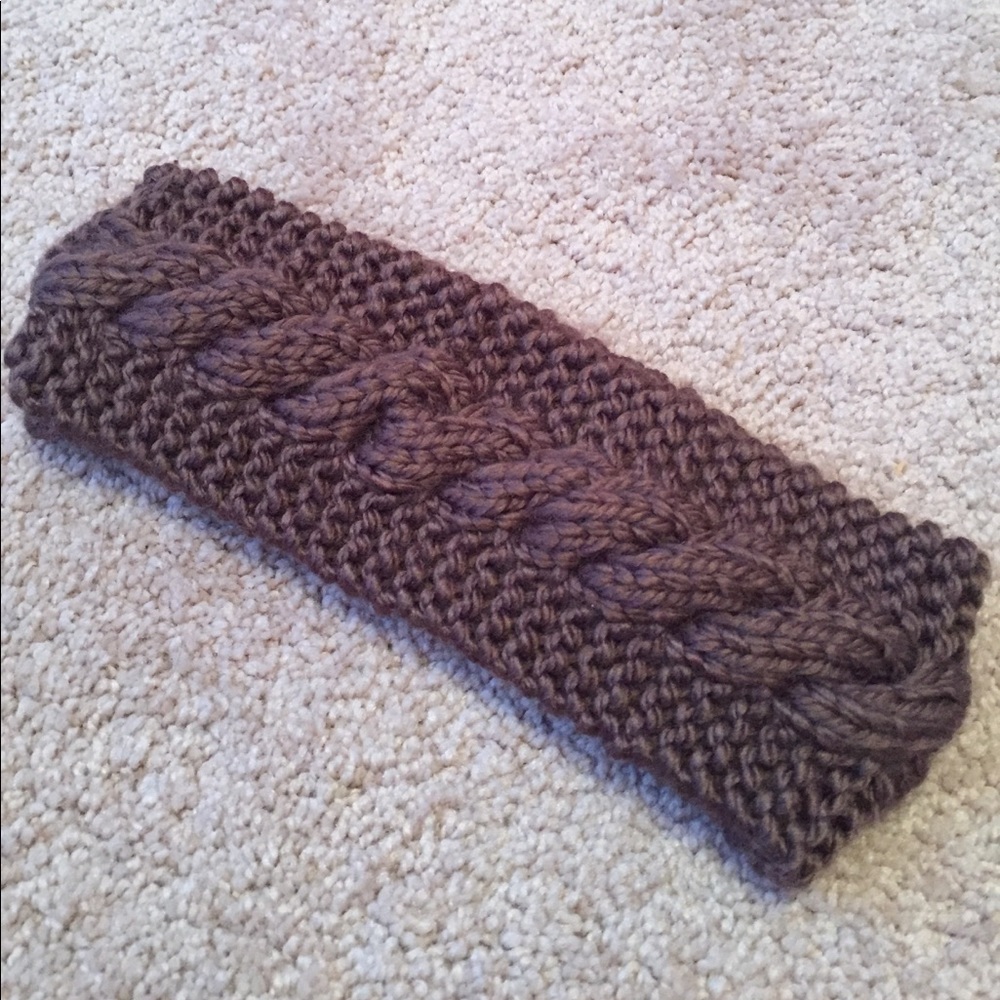 Handmade brown cable knit headband