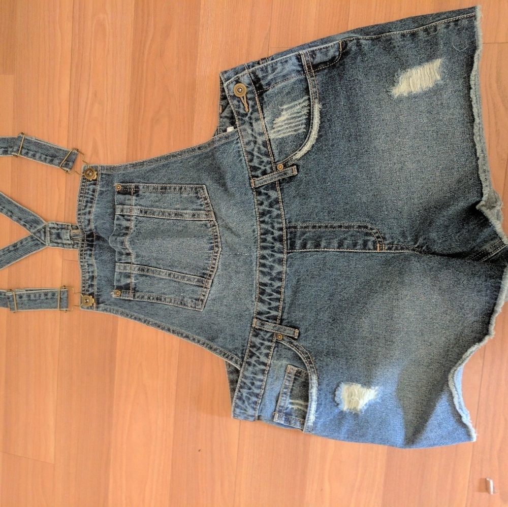 NWT denim overall shorts