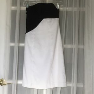 Bebe strapless black & white dress