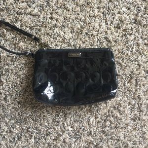 Coach black patent wristlet