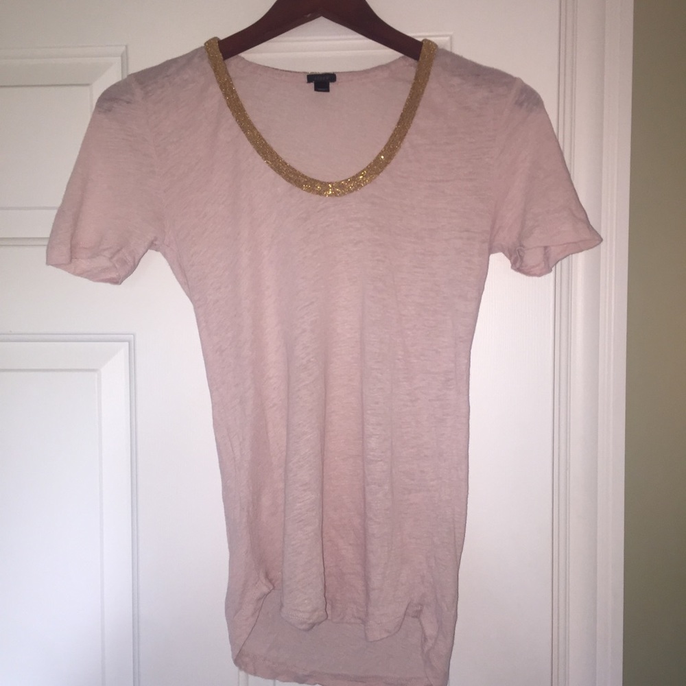 J. Crew pink shirt with beaded neckline
