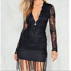 Sold- Black dress with lace and tassels