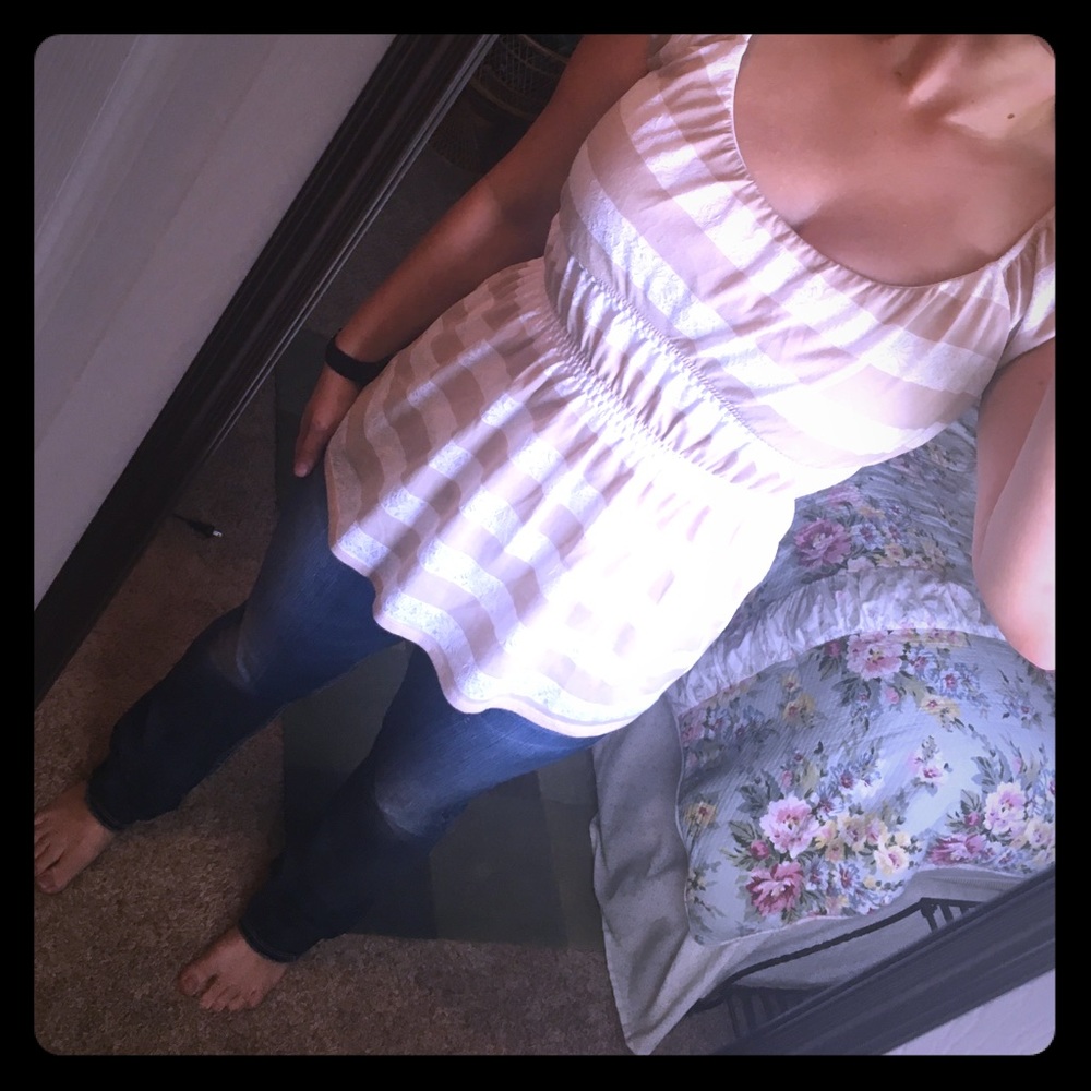 Cream & White Peasant Shirt