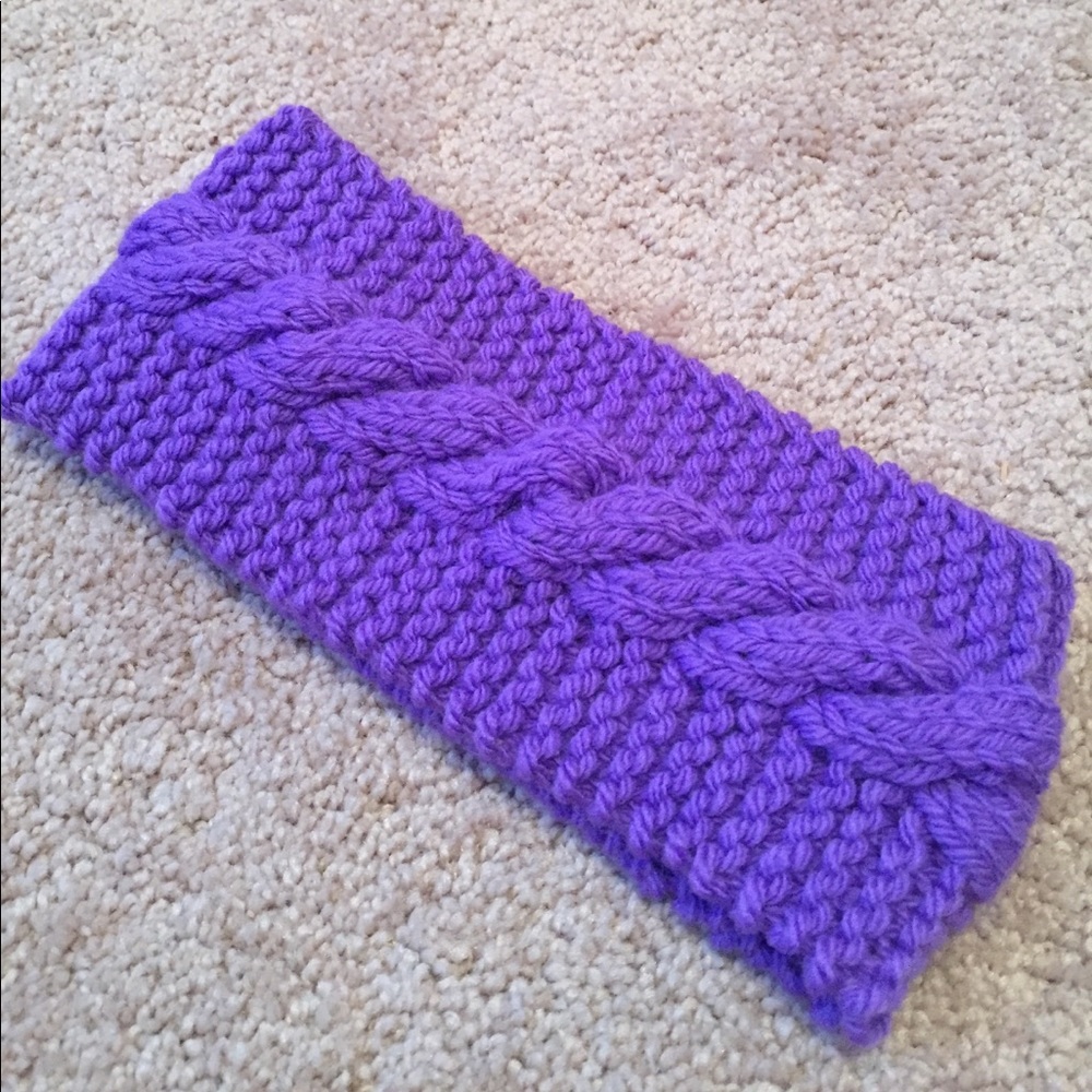 Handmade purple cable knit headband
