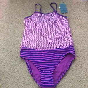 Purple old navy polka dot swim suit