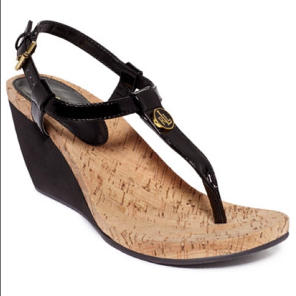 Ralph Lauren T-Strap Thong Wedge (in pink )