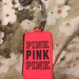 PINK card holder with lanyard