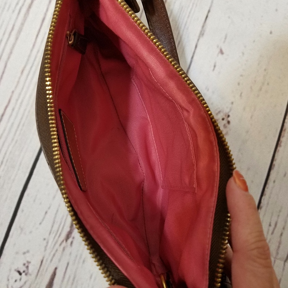Coach Madison Signature Op Art Logo Baguette Hobo - Picture 3 of 5