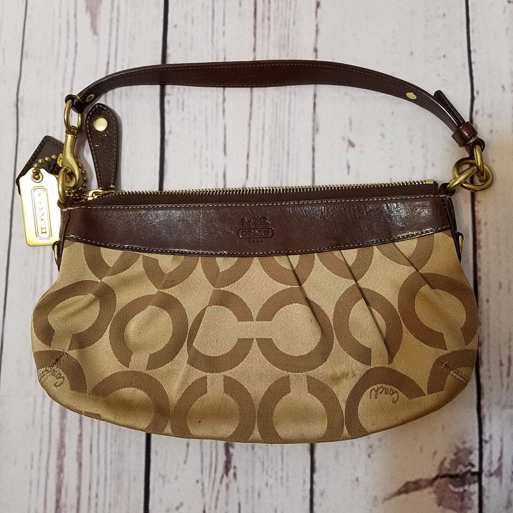 Coach Madison Signature Op Art Logo Baguette Hobo - Picture 1 of 5