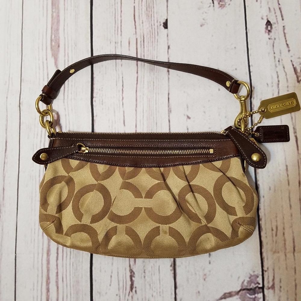 Coach Madison Signature Op Art Logo Baguette Hobo - Picture 2 of 5