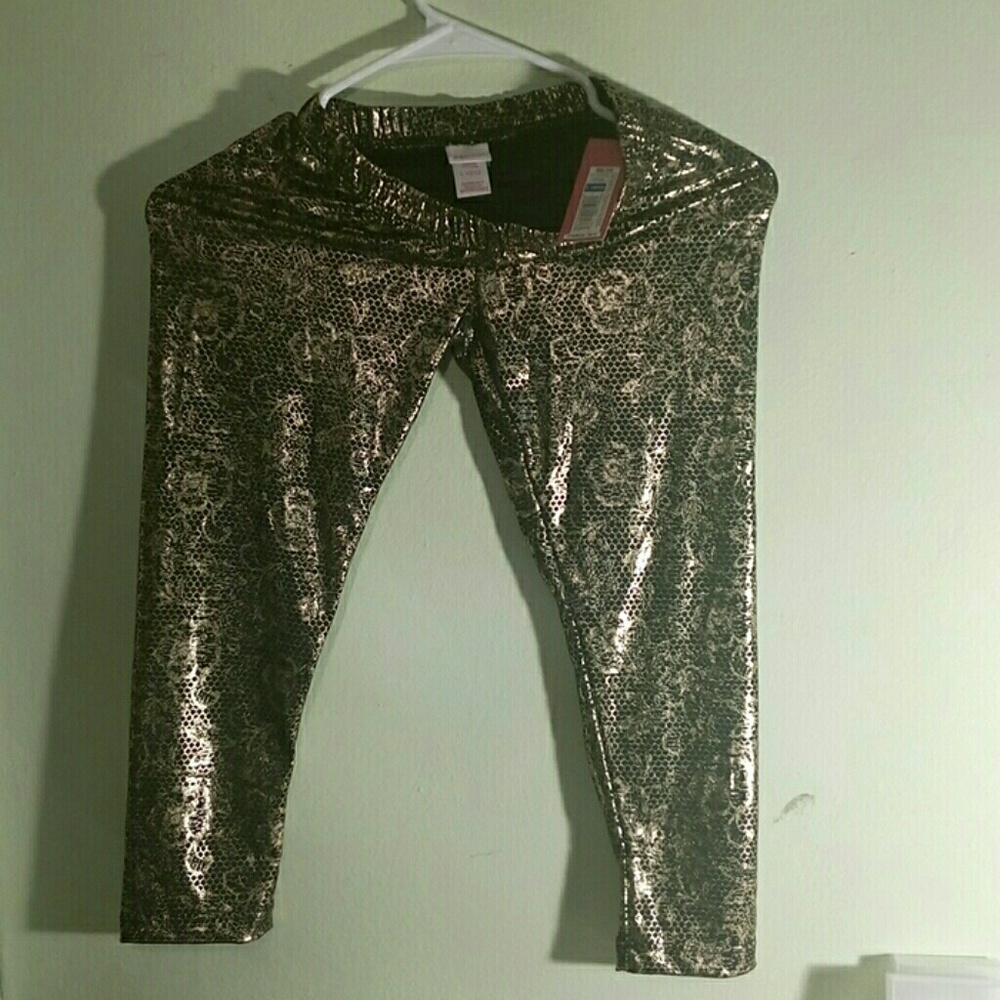 Gold foil leggings nwt