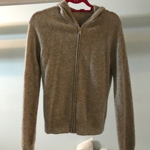 Light Grey Size Medium 100% Cashmere Hoodie Zip