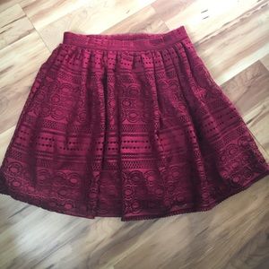 Francesca Burgundy Lace Skirt