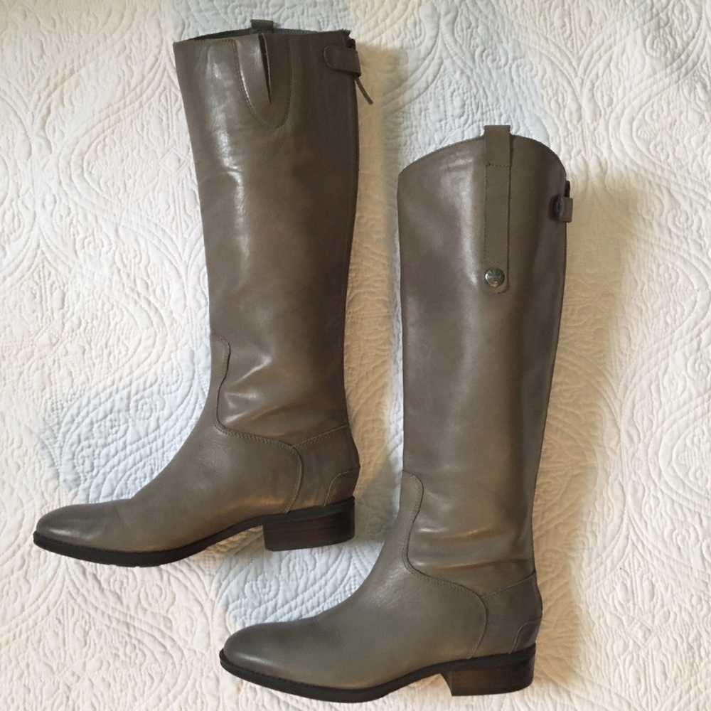 Sam Edelman Penny leather riding boots gray 8.5