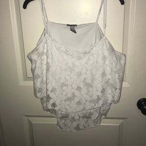 Lacey white cropped tank top