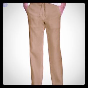 Tasso Elba men's khaki 100% linen pants.