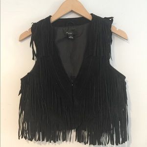 Forever 21 Black Suede Fringe Vest