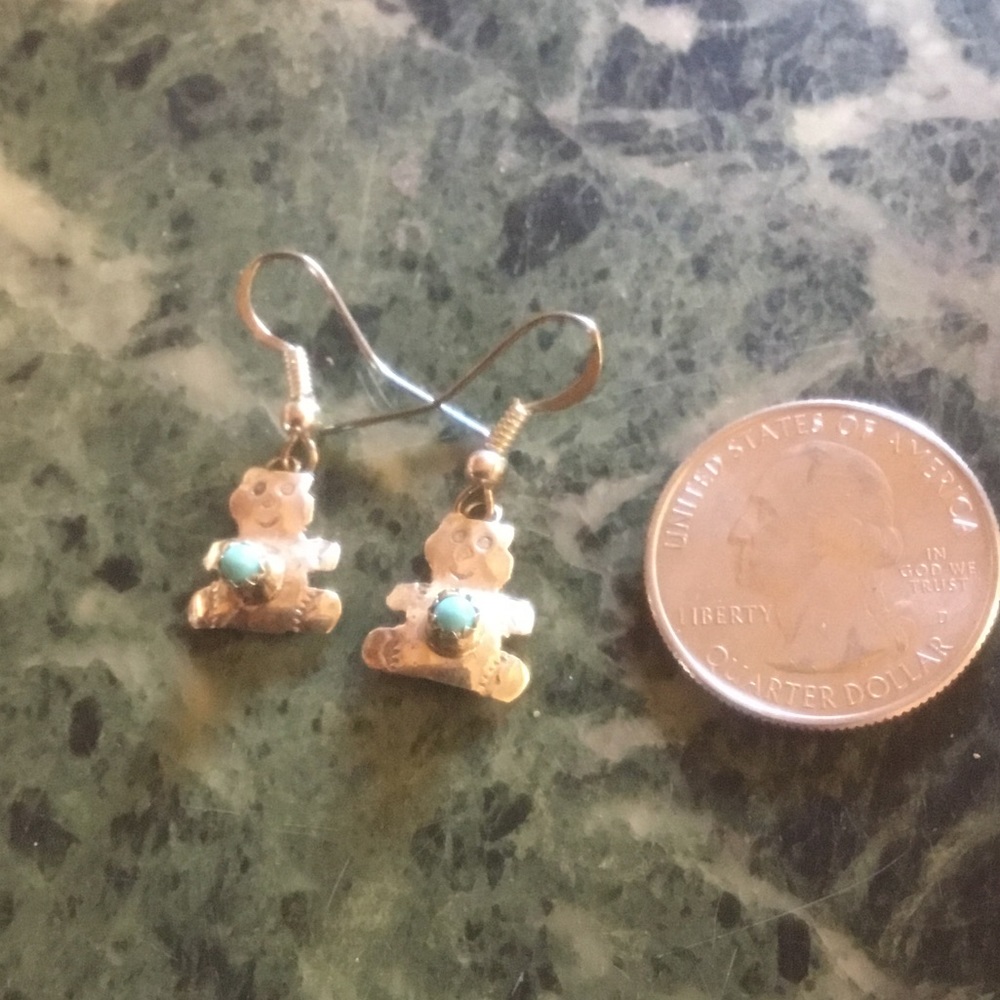 🔆NATIVE AMERICAN EARRINGS TEDDY BEARS STERLING🔆