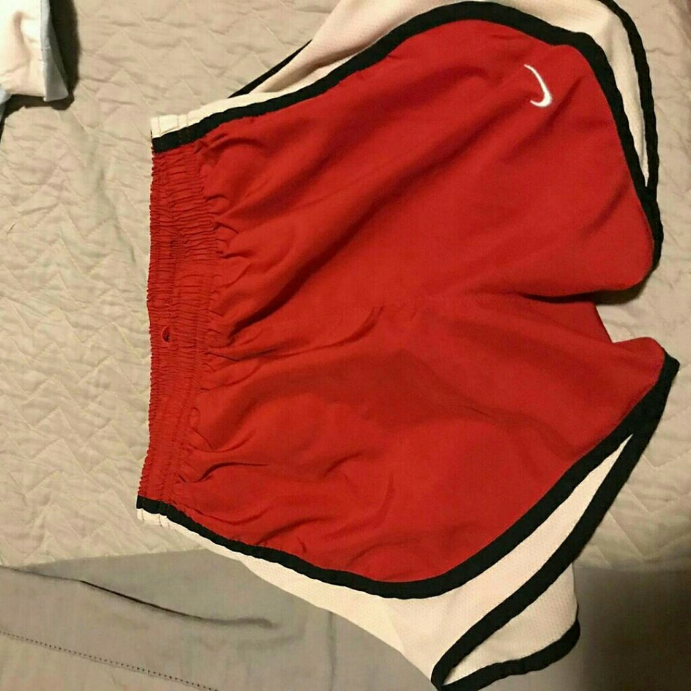 Red nike running shorts