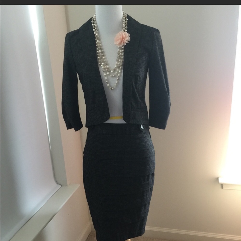 BCX suit with jacket and skirt