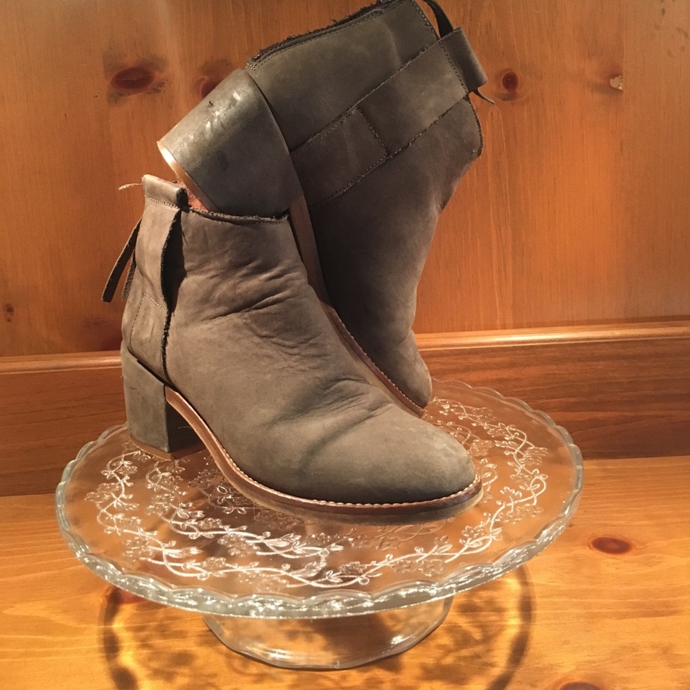 TopShop army green ankle booties