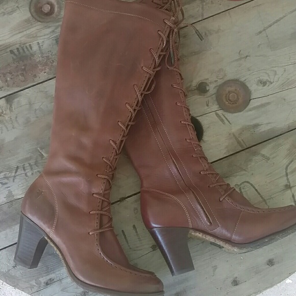 Frye Shoes - Frye Lace Up Boots Brown Leather Sz 8
