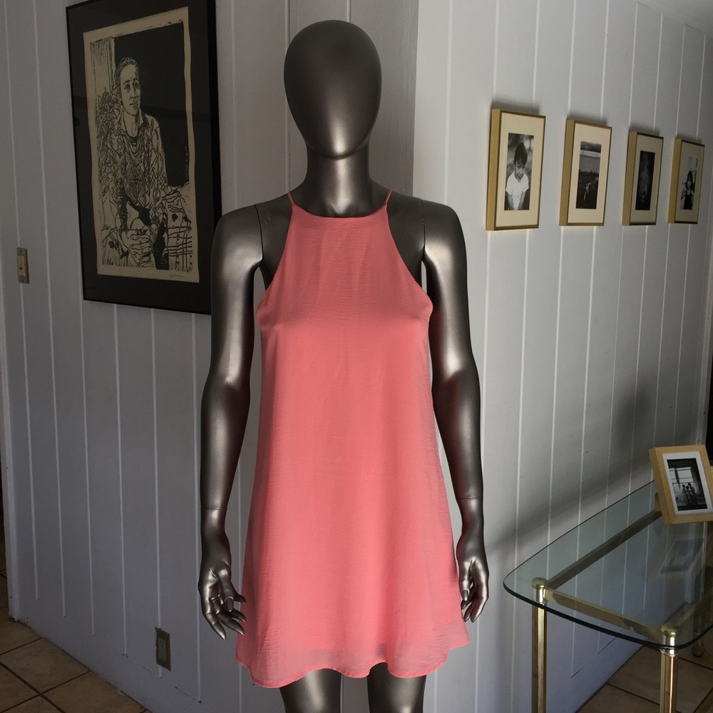 MEGHAN LA Wanderlust Shift Mini Dress Coral SMALL