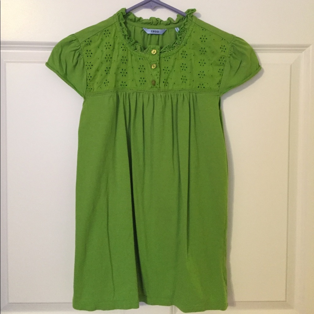 Green Izod shirt
