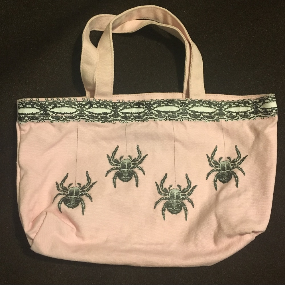 Pink spider tote bag