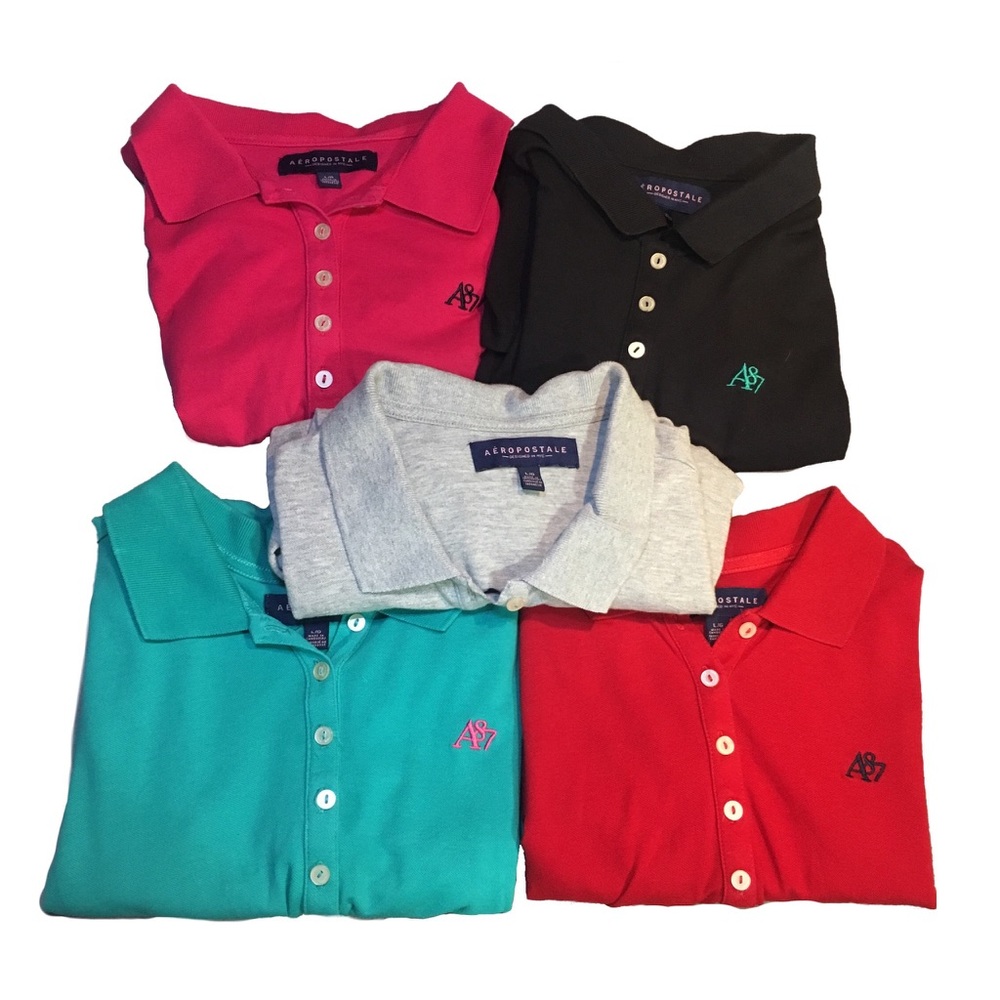 Five Aeropostale Polo Shirts